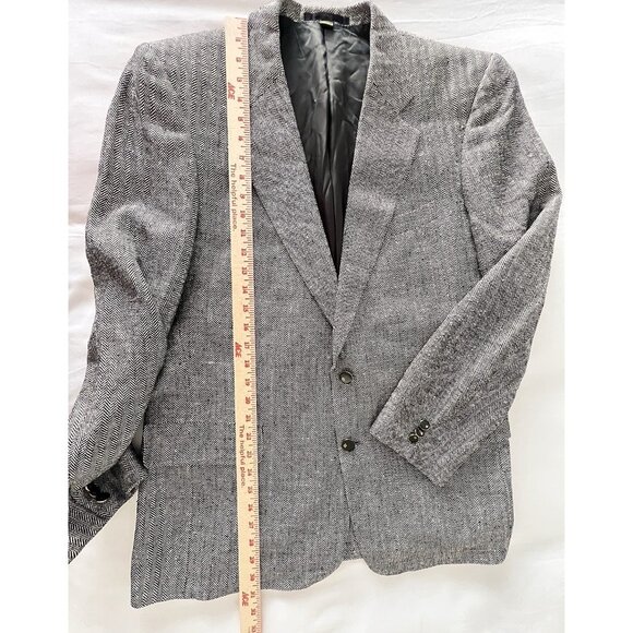 Harry Lebow 100% Silk Sz 41R Herringbone 2-Button Sport Coat Blazer Jacket Korea - Picture 13 of 16
